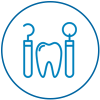 An icon representing dentist tools for cleaning teeth